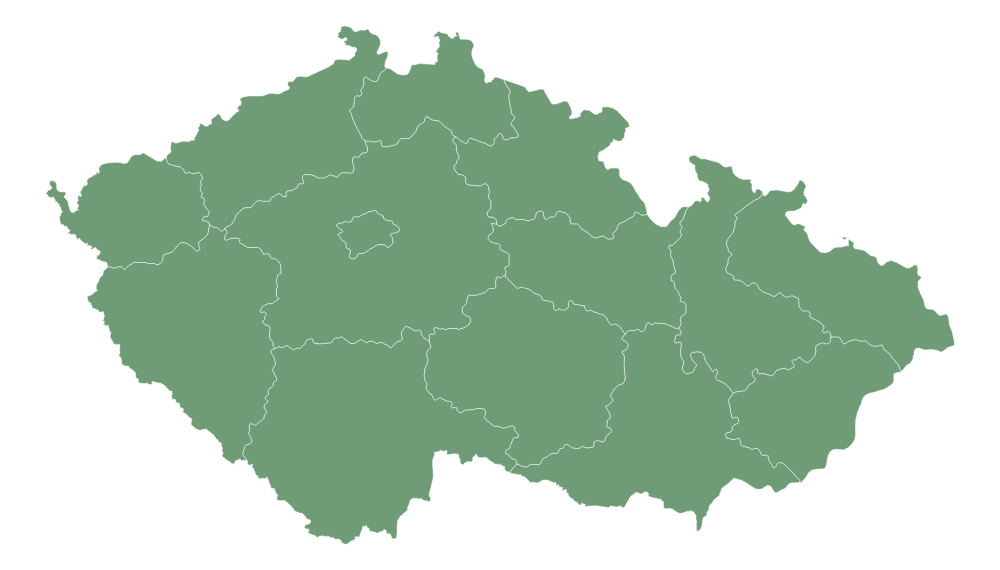 Mapa České republiky se 14 kraji — obchodní zástupce hledáme ve všech krajích
